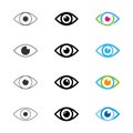 Eyes icon set. Eye symbol collection. Vector illustration isolated Royalty Free Stock Photo
